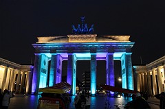 Brandenburg Gate at night in blue light