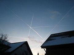 Plane traces in the sky