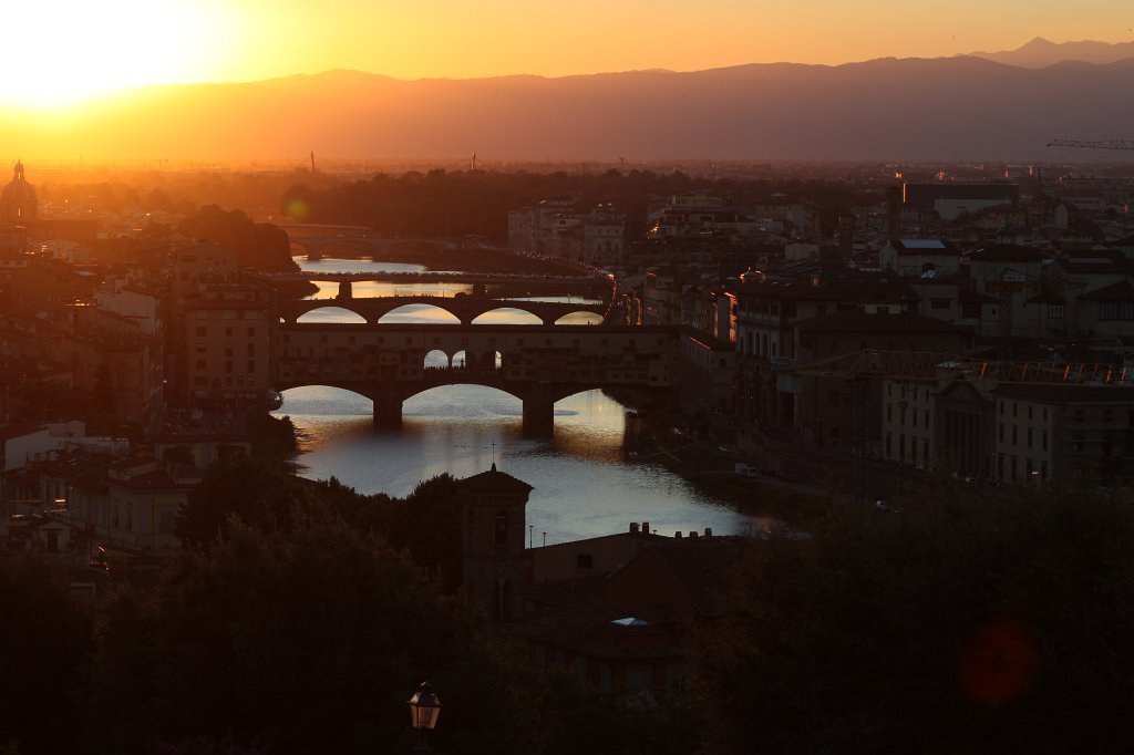 IMG_6068.JPG -  Florence  bridges at sunset with  Ponte Vecchio  in front