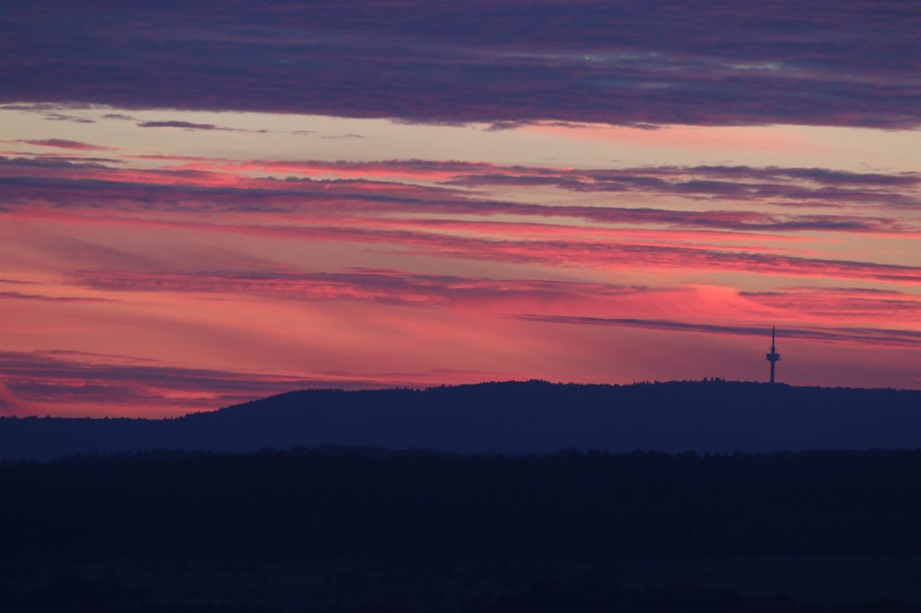 IMG_8346.JPG - Sunrise red clouds behind tower