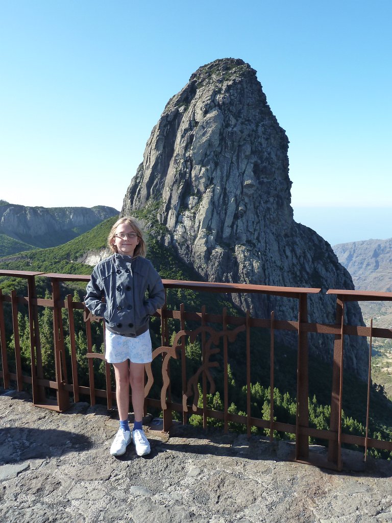 P1040240.JPG - Naomi at Roque de Agando  http://en.wikipedia.org/wiki/Roque_de_Agando 