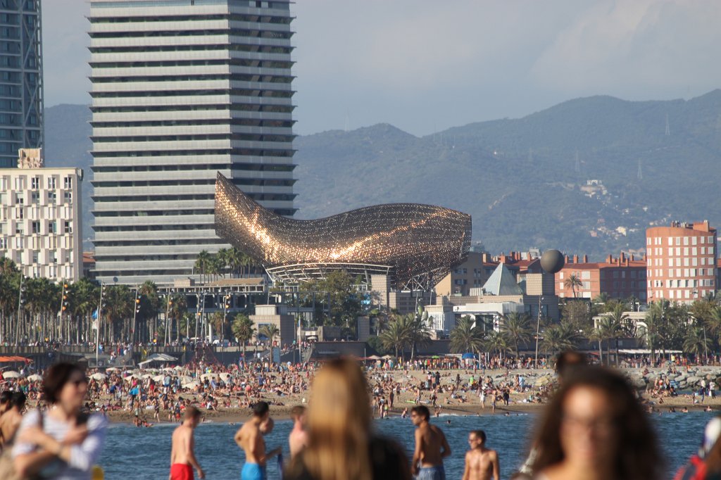 IMG_6368.JPG - The beach &  Frank Gehry 's fish sculpture